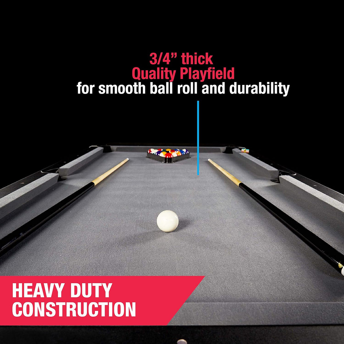 7.5' Titan Pool Table, Drop Pocket Billiard Table, Durable Steel Legs with Pool Ball and Cue Stick Set, Perfect for Family Game Rooms