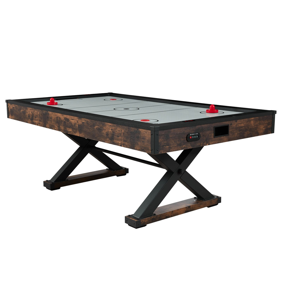 84-Inch Air Hockey Table with Electronic Scorer – Rustic MDF Finish