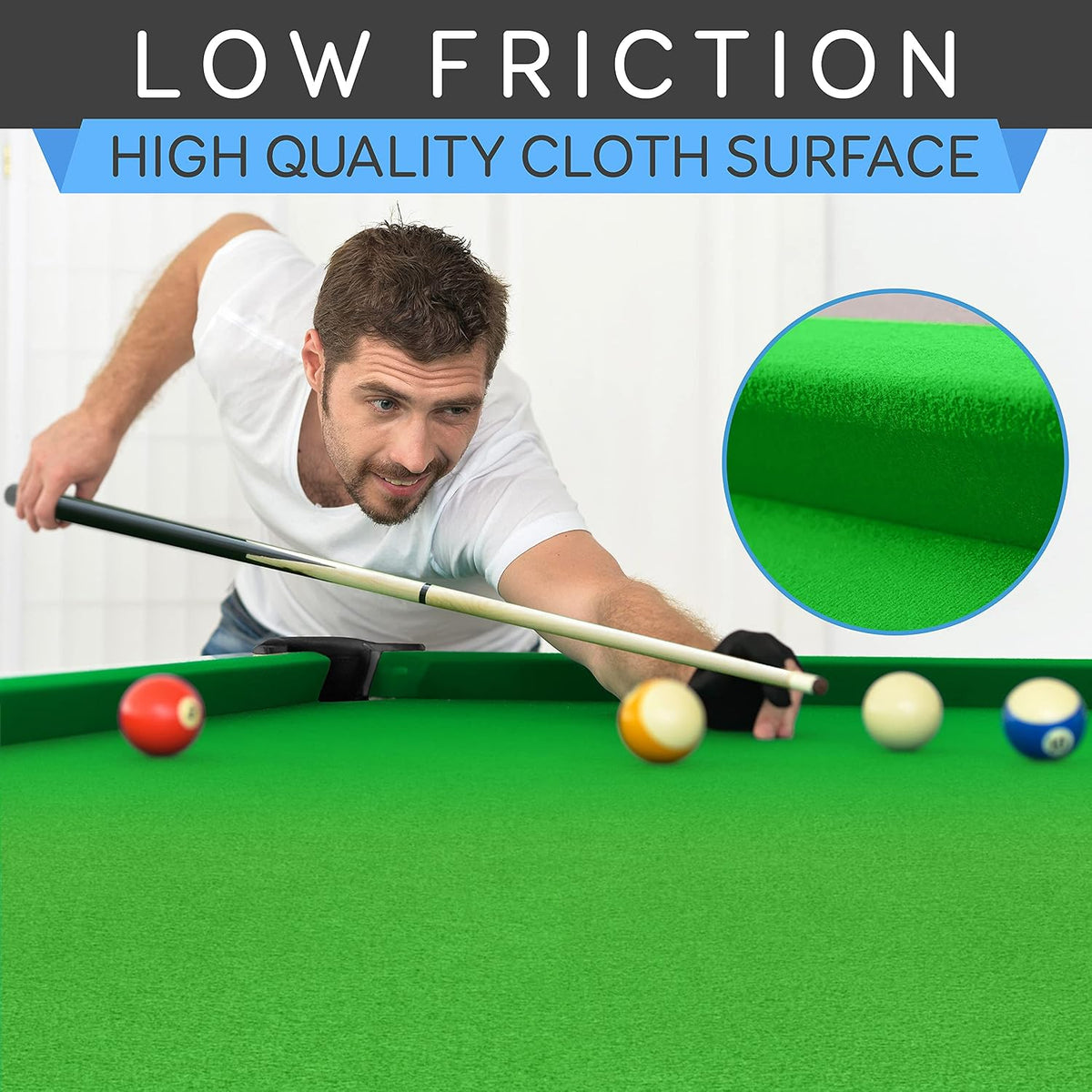 6-Ft Folding Pool Table - 76 Inch Foldable Billiard Game Table for Kids and Adults W/Accessories, Includes 2 Cues, Brush, Ball Triangle & 2 Chalk - SLPLTB76 (SLPLTB76.5)
