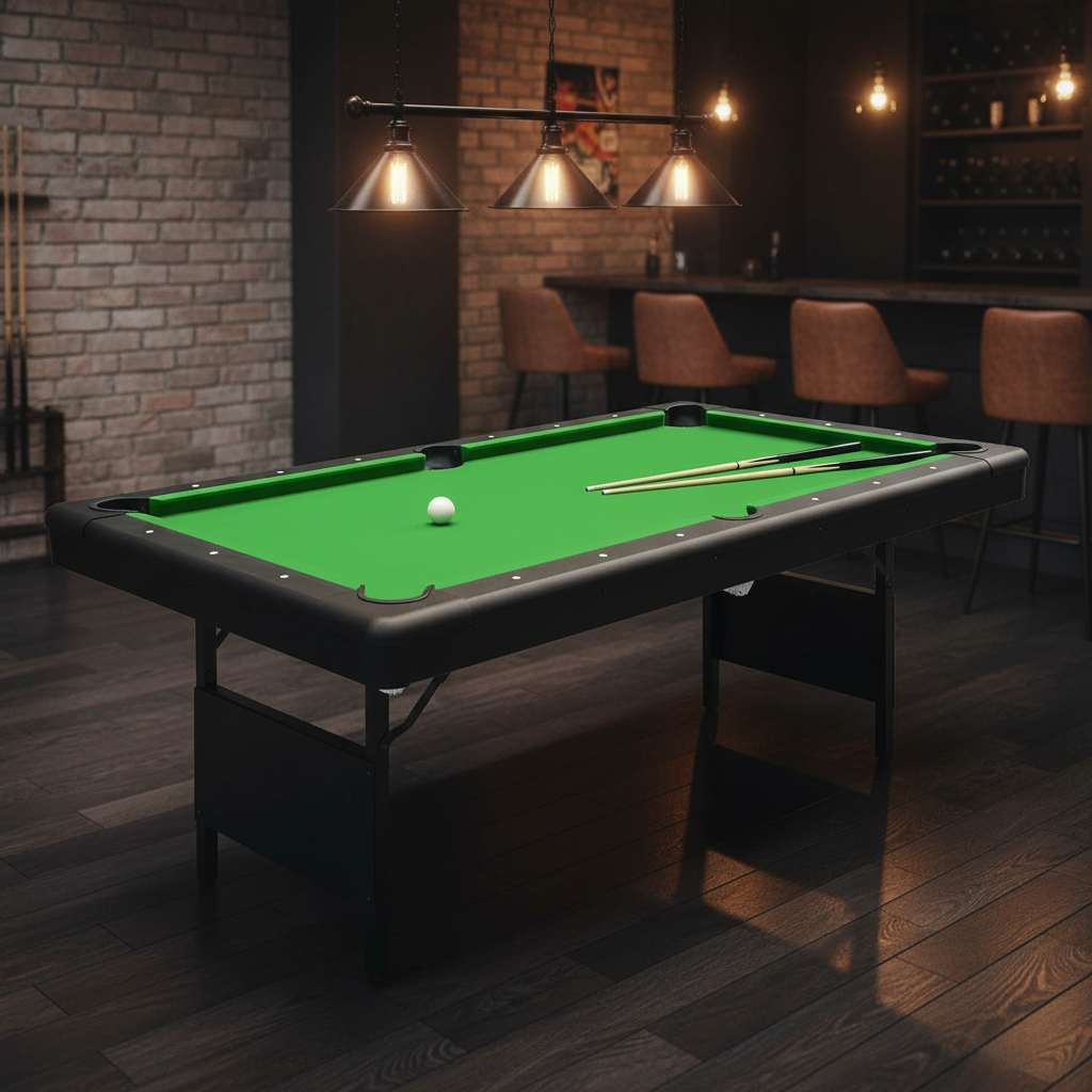 6-Ft Folding Pool Table - 76 Inch Foldable Billiard Game Table for Kids and Adults W/Accessories, Includes 2 Cues, Brush, Ball Triangle & 2 Chalk - SLPLTB76 (SLPLTB76.5)
