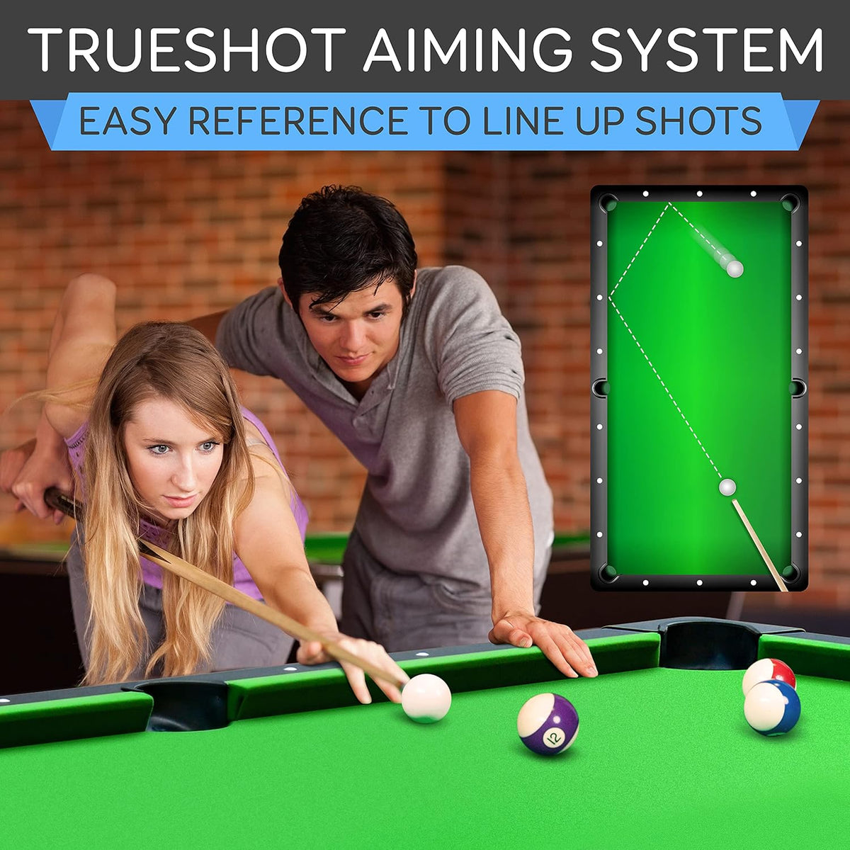 6-Ft Folding Pool Table - 76 Inch Foldable Billiard Game Table for Kids and Adults W/Accessories, Includes 2 Cues, Brush, Ball Triangle & 2 Chalk - SLPLTB76 (SLPLTB76.5)